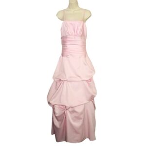 Impression Dress Vintage 90s Tiered Formal Maxi Spaghetti Straps Pink Size 10